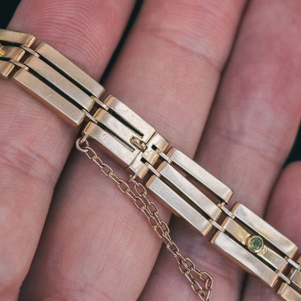 Victorian Peridot Gate Bracelet - Lost Owl Jewelry