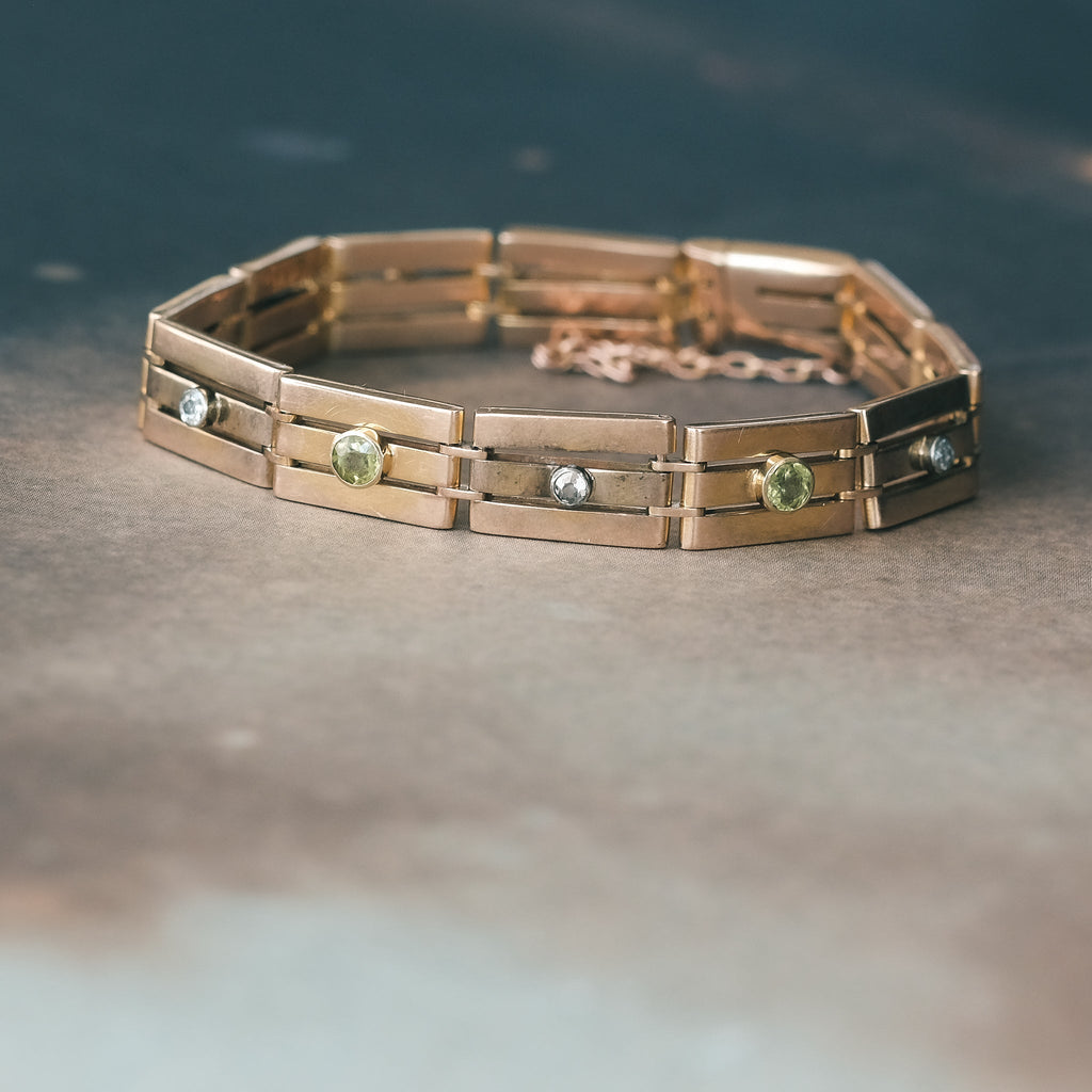 Victorian Peridot Gate Bracelet - Lost Owl Jewelry