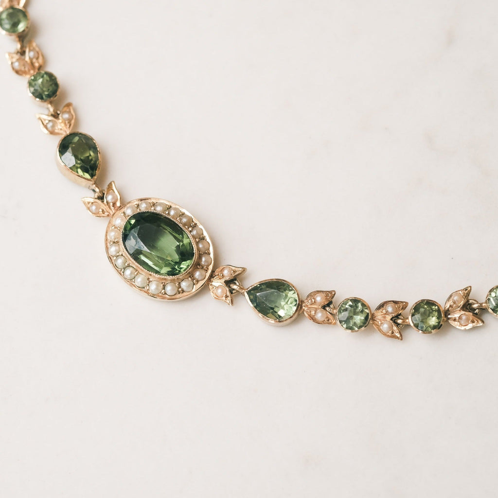 Victorian Peridot & Pearl Necklace - Lost Owl Jewelry