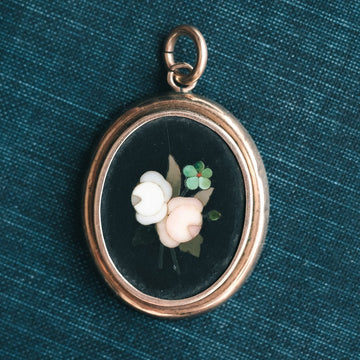 Victorian Pietra Dura Locket - Lost Owl Jewelry