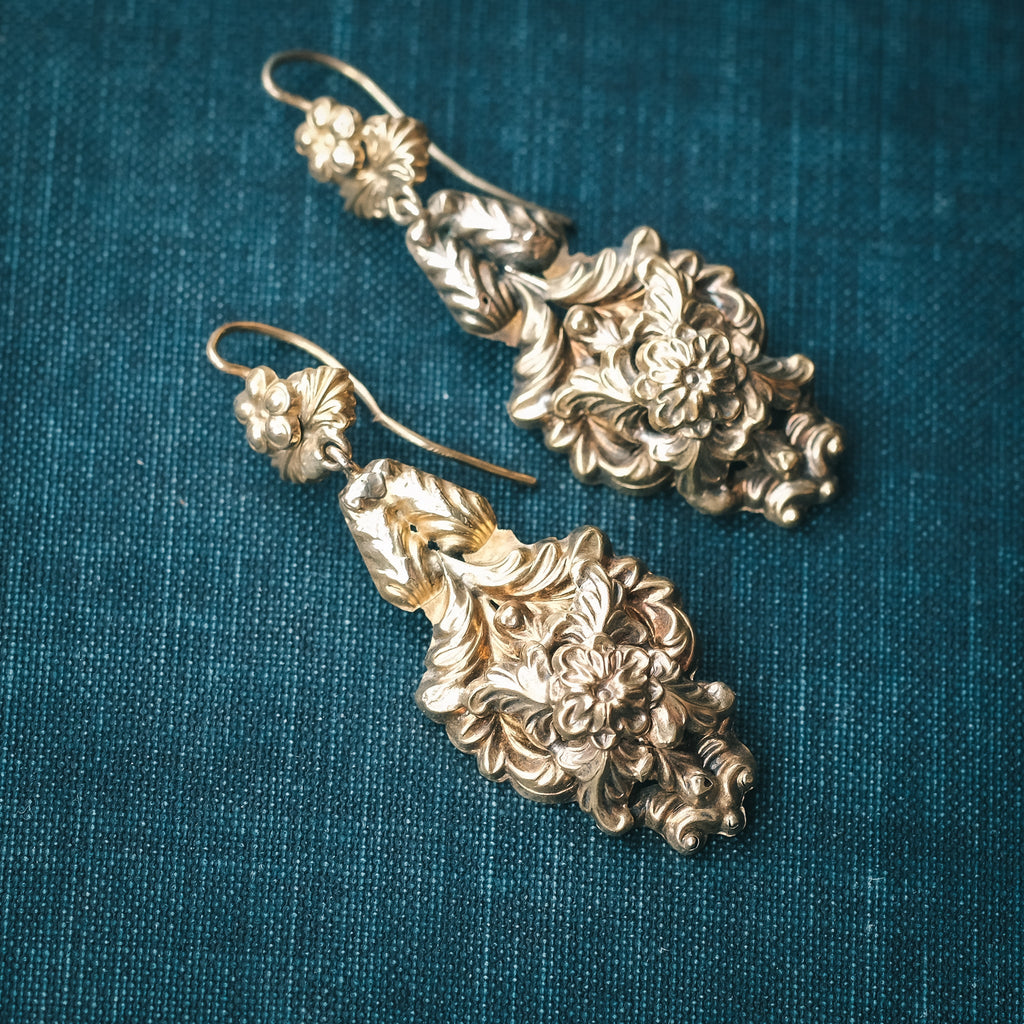 Victorian Repoussé Earrings - Lost Owl Jewelry