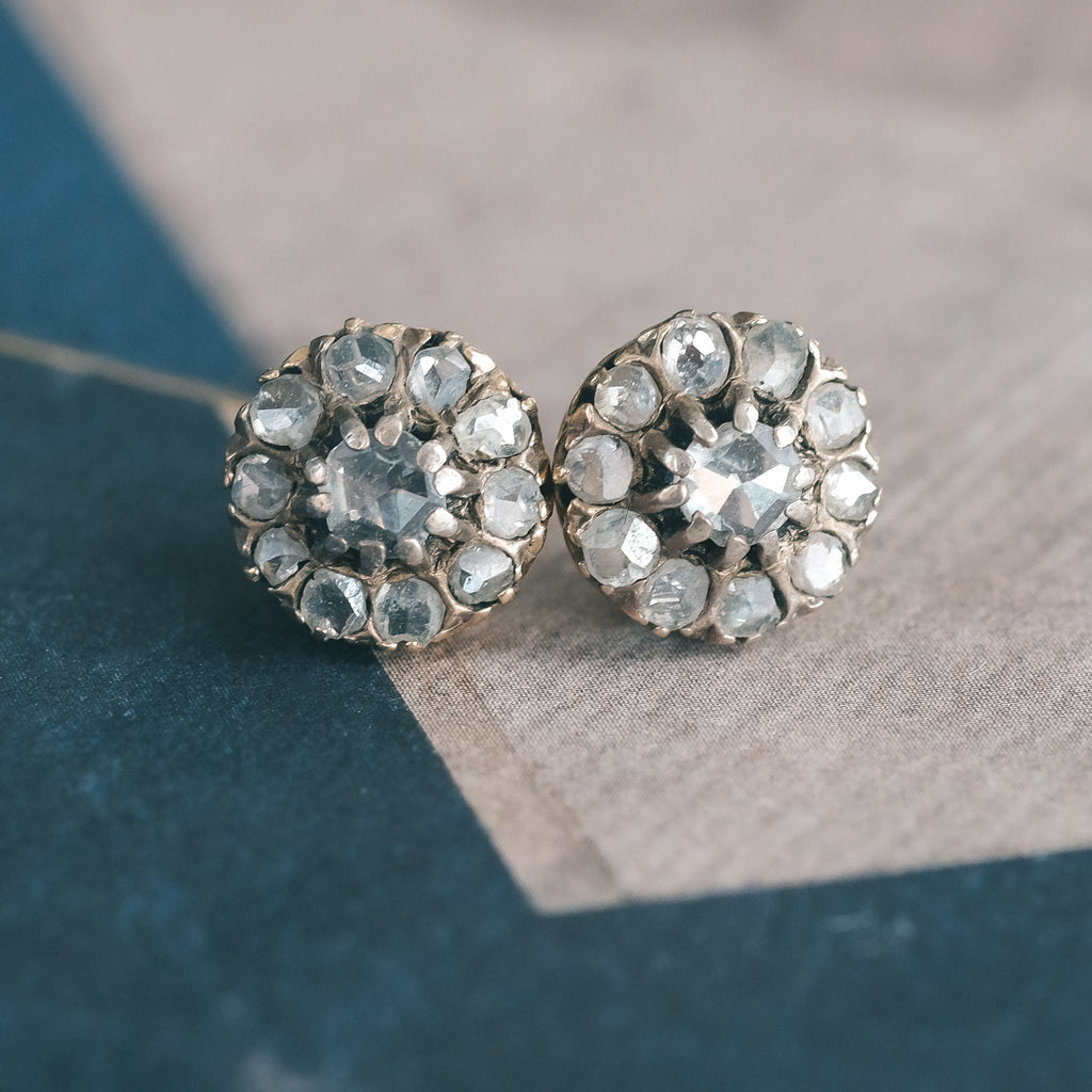 Victorian Rose Diamond Stud Earrings - Lost Owl Jewelry