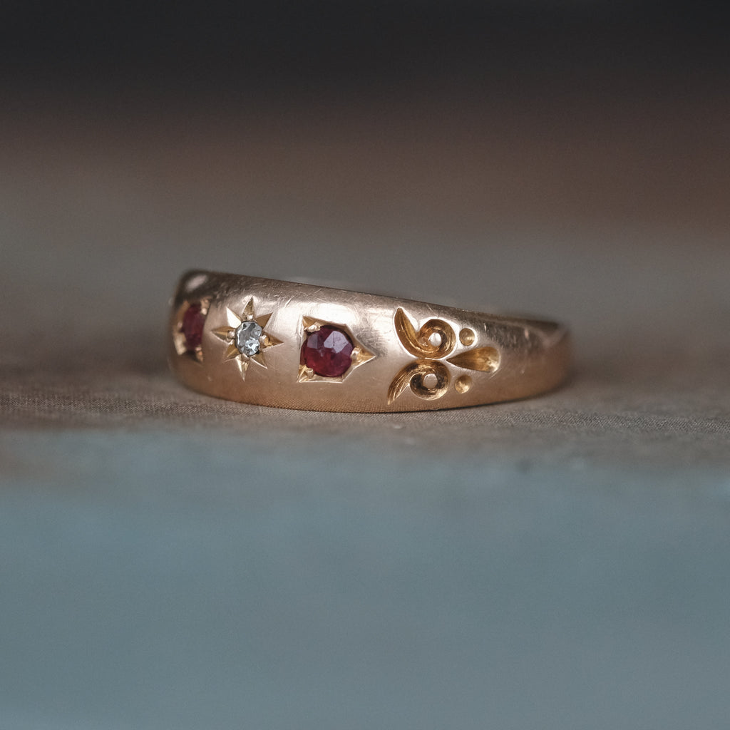 Victorian Ruby & Diamond Band - Lost Owl Jewelry