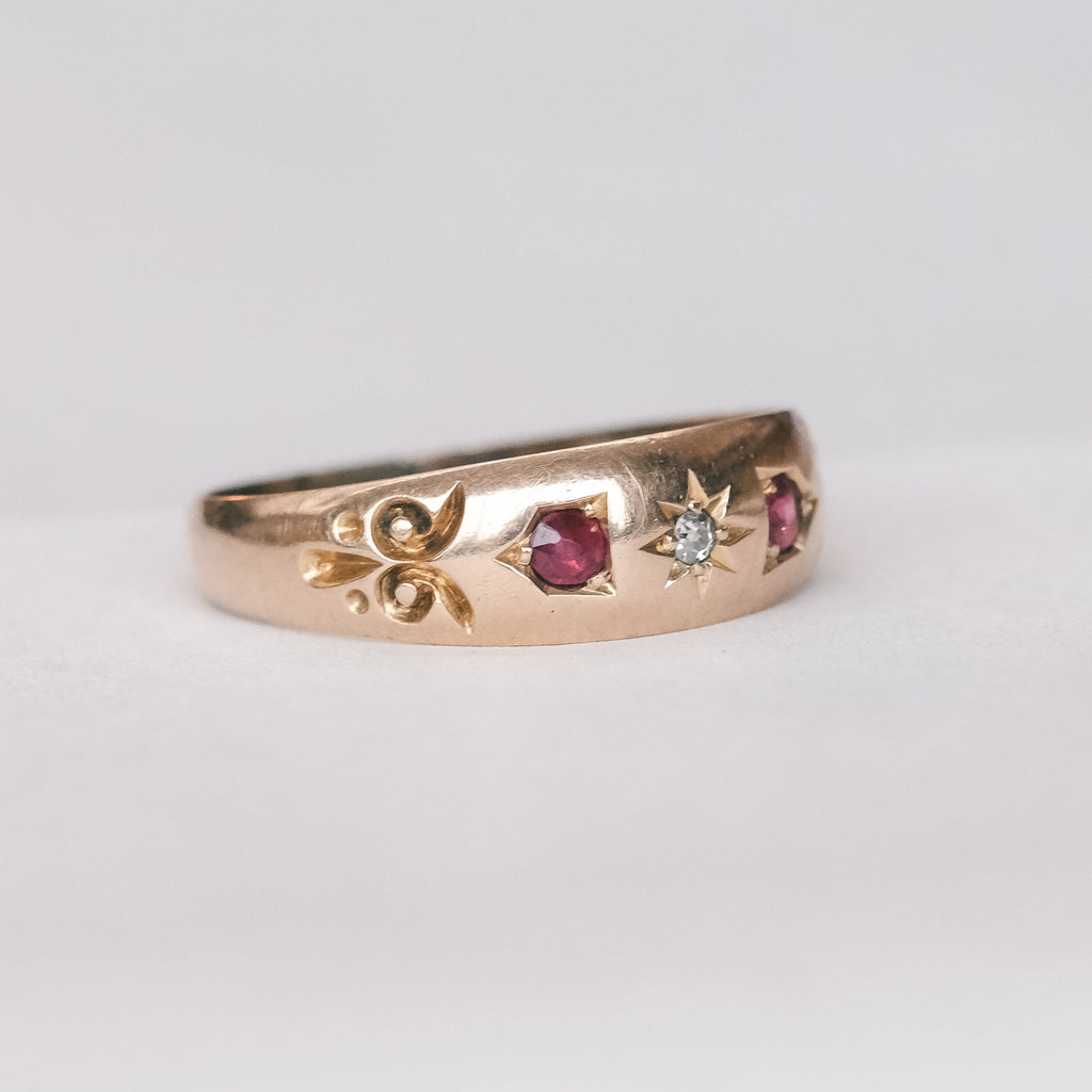 Victorian Ruby & Diamond Band - Lost Owl Jewelry