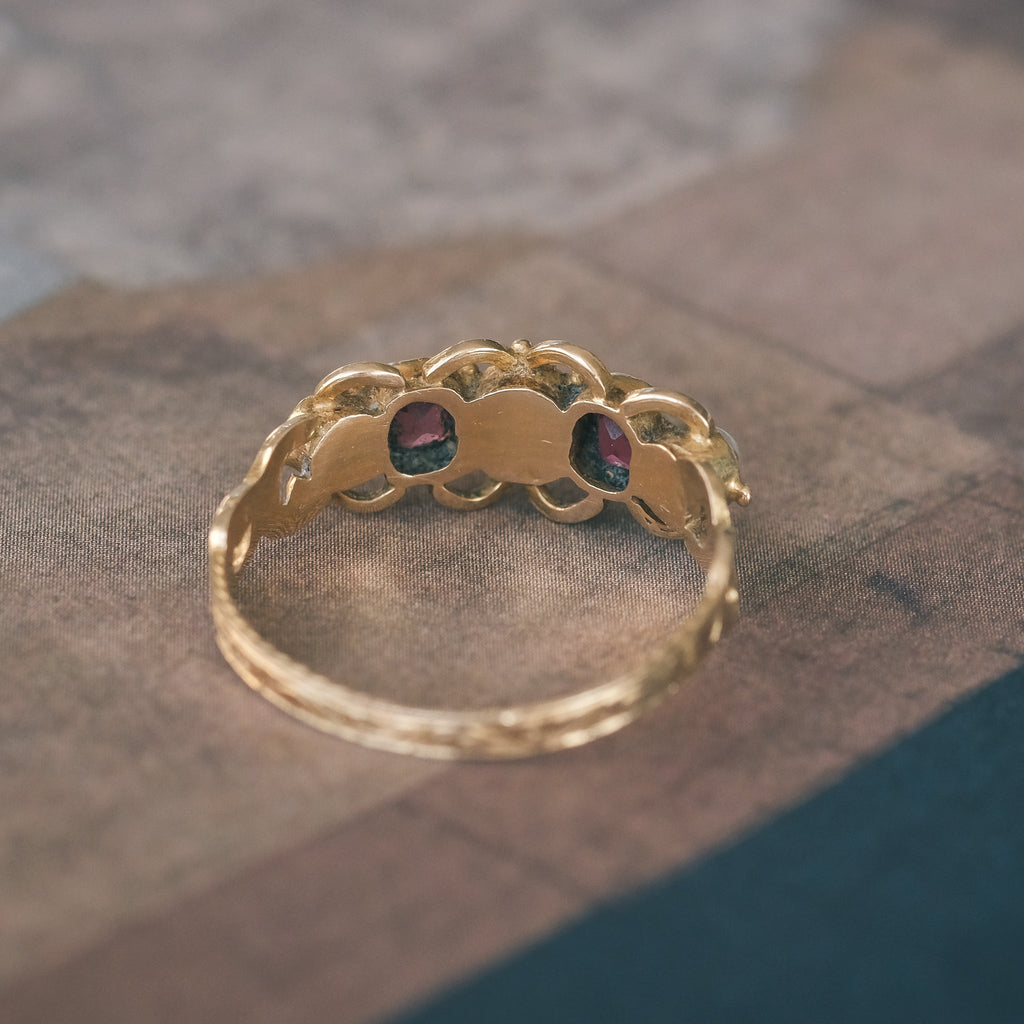 Victorian Ruby & Pearl Half - Hoop - Lost Owl Jewelry