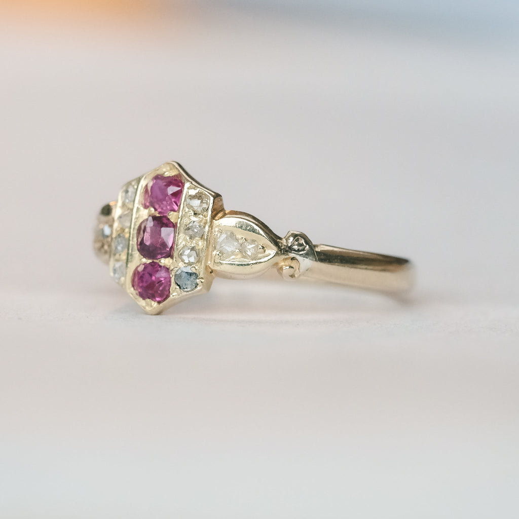 Victorian Ruby Shield Ring - Lost Owl Jewelry