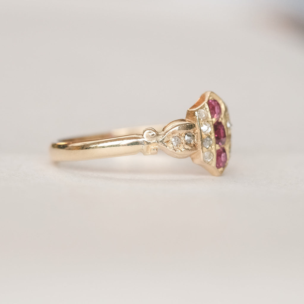 Victorian Ruby Shield Ring - Lost Owl Jewelry