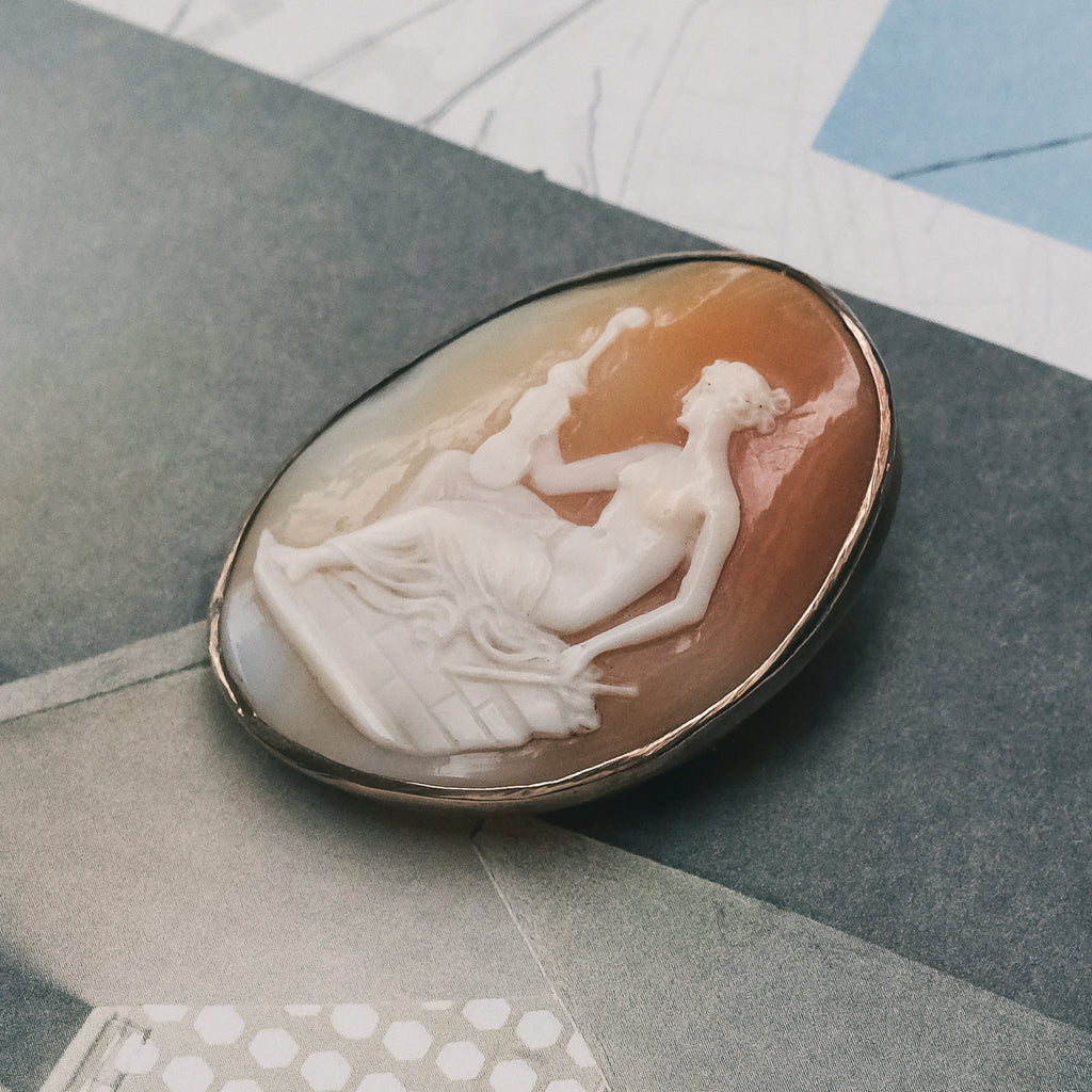 Victorian Saint Cecilia Cameo Brooch - Lost Owl Jewelry