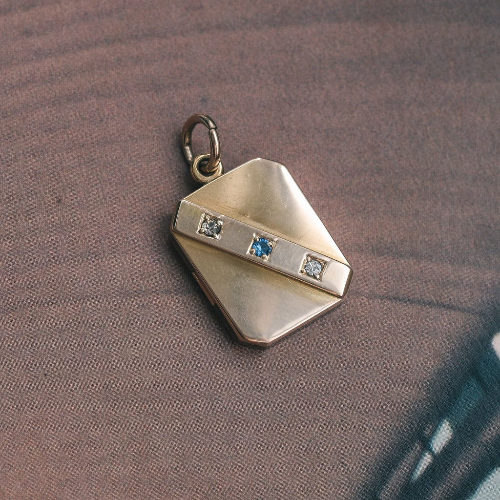 Victorian Sapphire & Diamond Locket - Lost Owl Jewelry