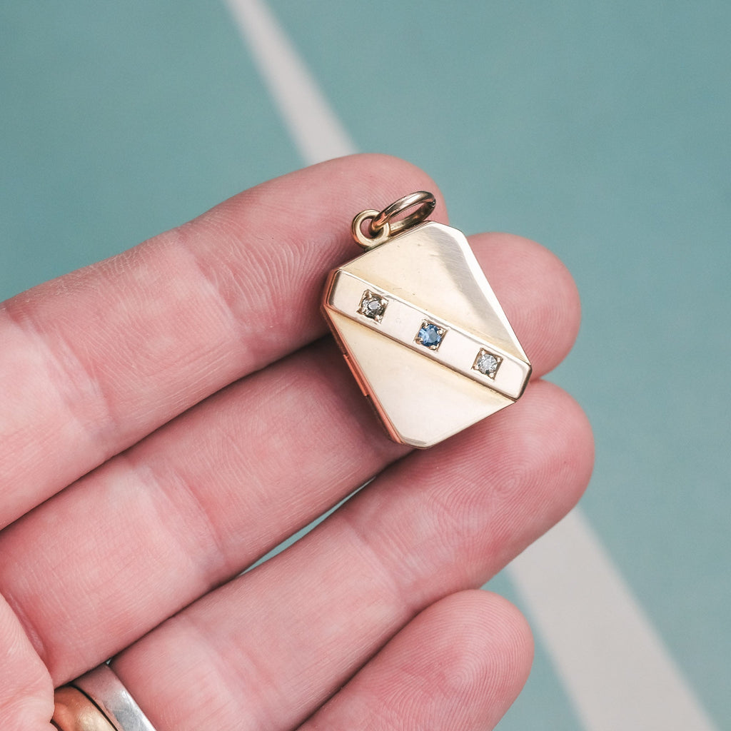 Victorian Sapphire & Diamond Locket - Lost Owl Jewelry