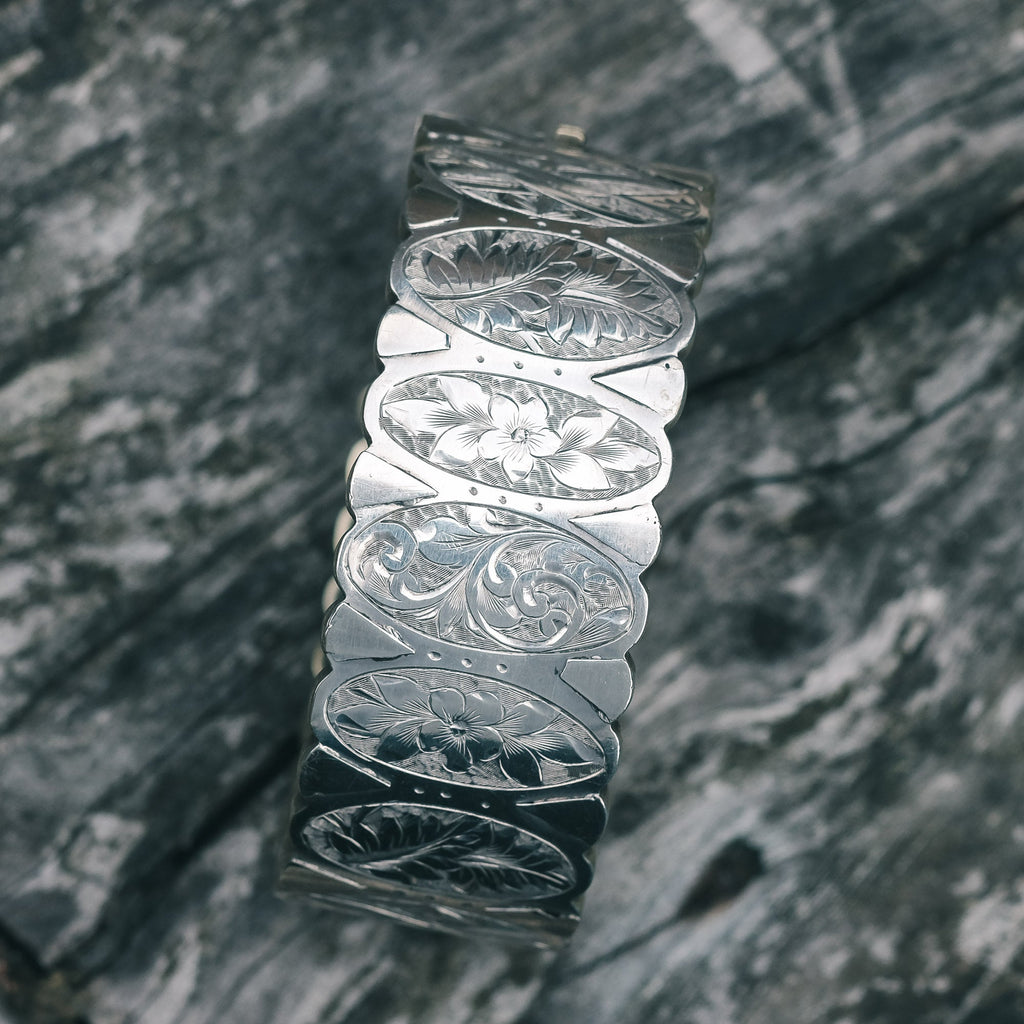 Victorian Scalloped Cuff Bangle - Lost Owl Jewelry