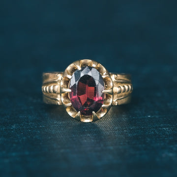 Victorian Scalloped Garnet Ring - Lost Owl Jewelry