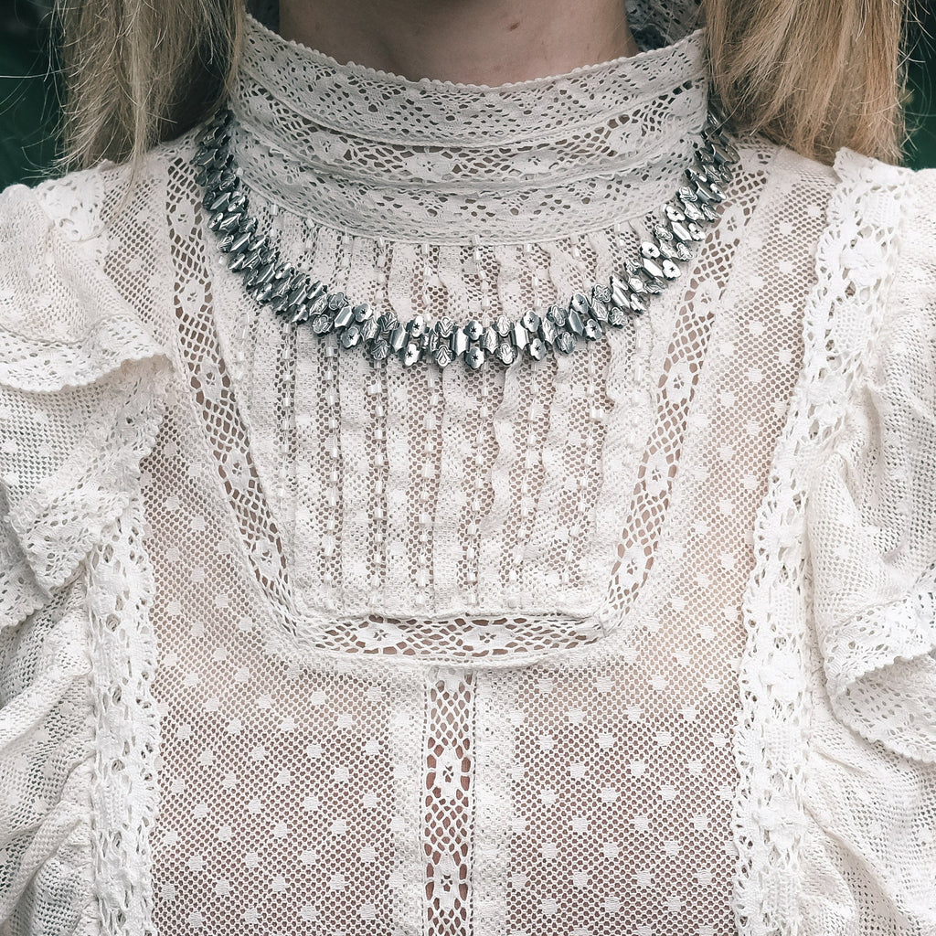Victorian Silver Bookchain Collar - Lost Owl Jewelry