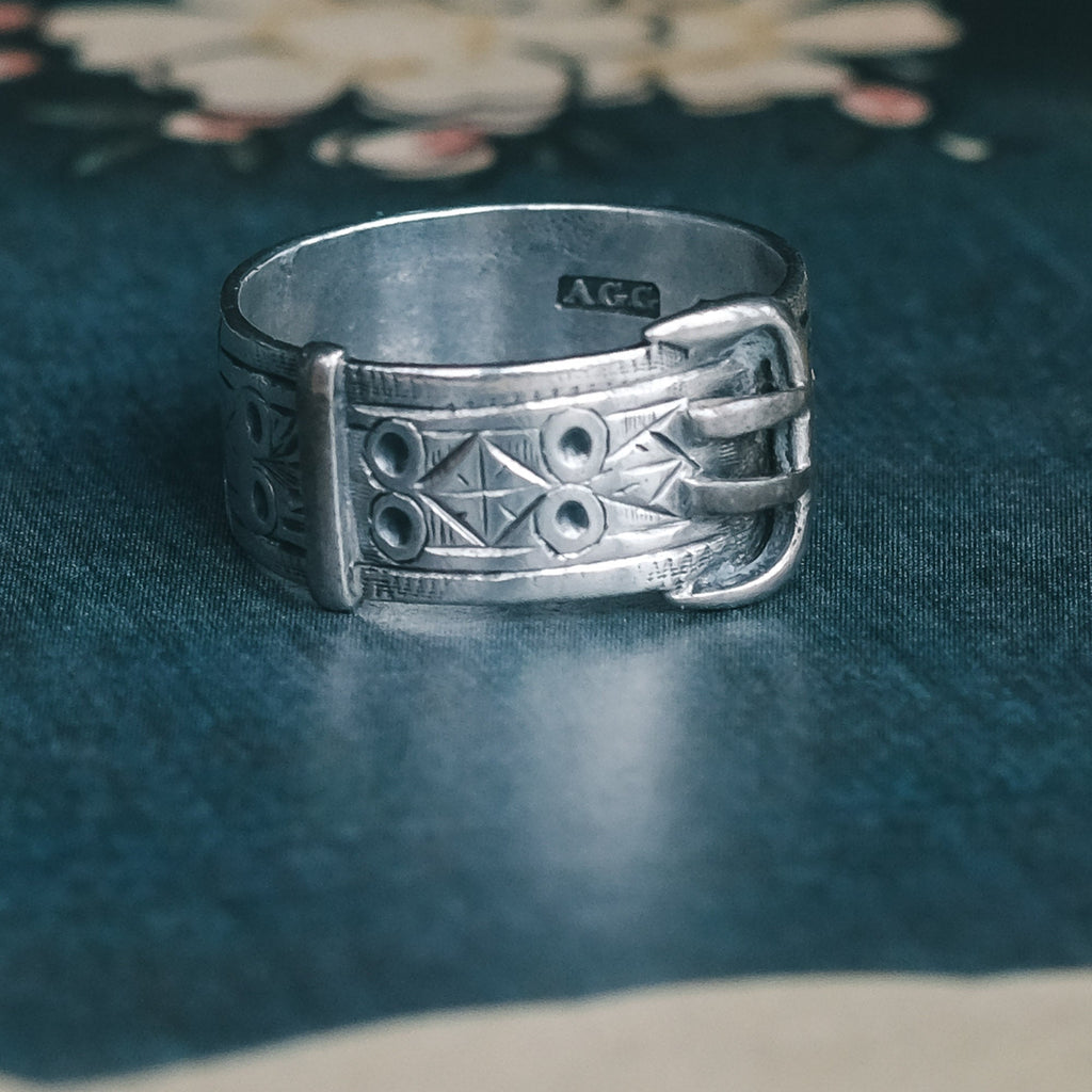 Victorian Silver Buckle Ring - Lost Owl Jewelry