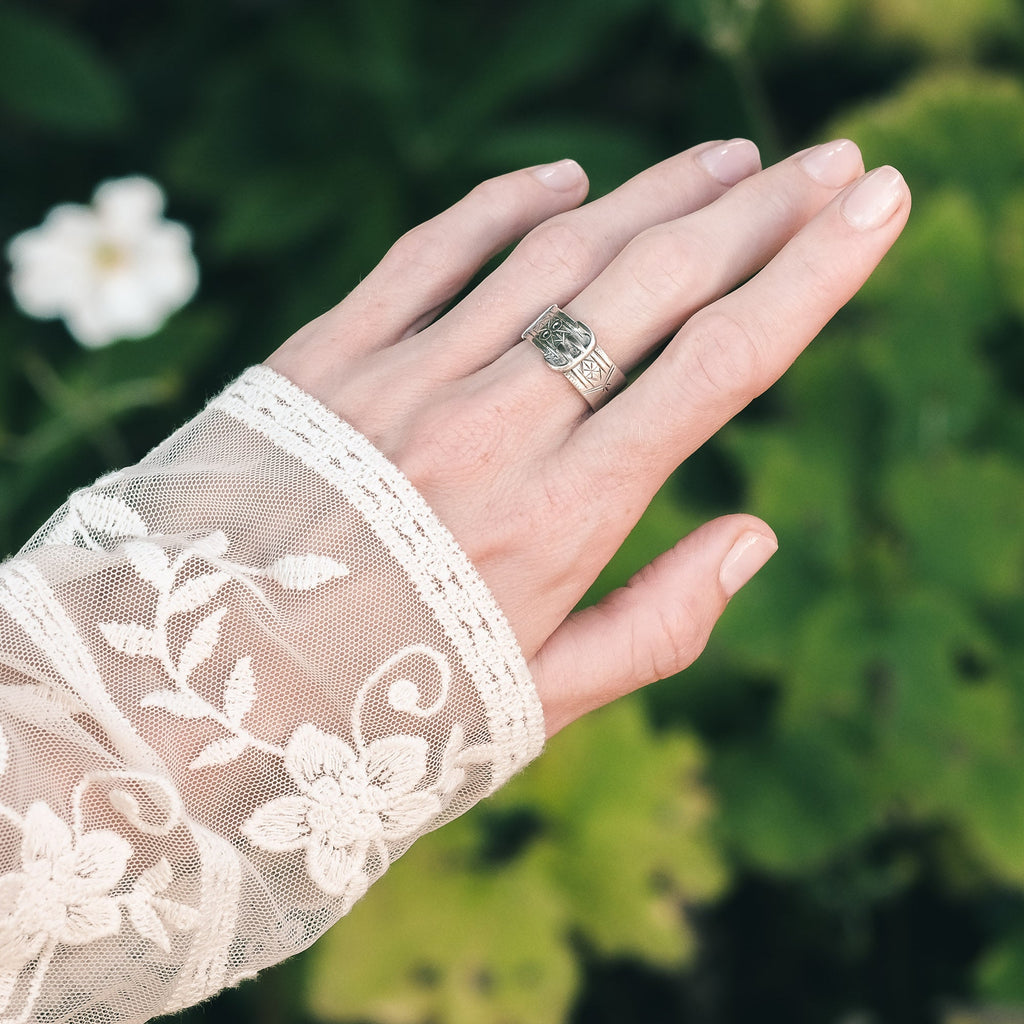 Victorian Silver Buckle Ring - Lost Owl Jewelry