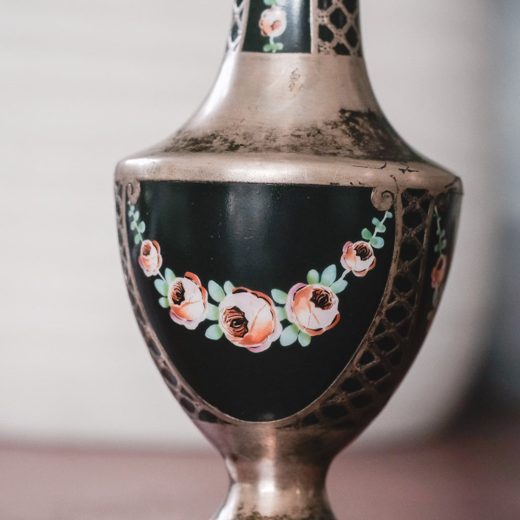 Victorian Silver Overlay Vase - Lost Owl Jewelry