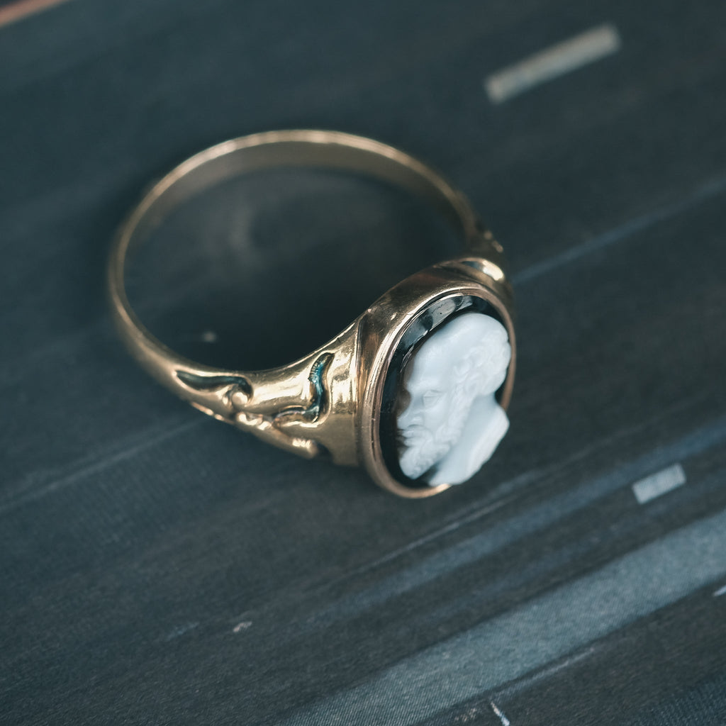 Victorian Socrates Cameo Ring - Lost Owl Jewelry