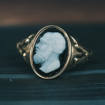 Victorian Socrates Cameo Ring - Lost Owl Jewelry