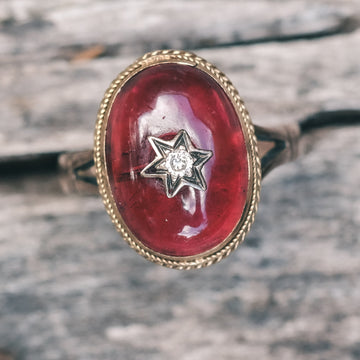 Victorian Star & Garnet Ring - Lost Owl Jewelry