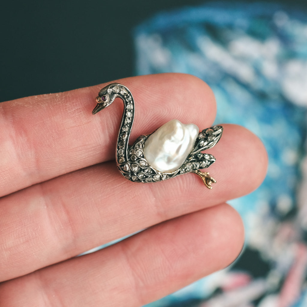 Victorian Swan Brooch - Lost Owl Jewelry