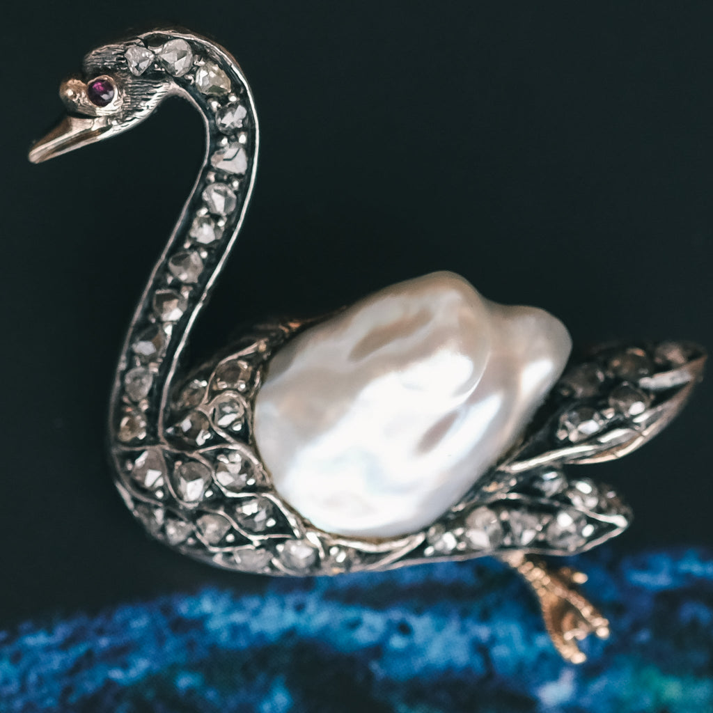 Victorian Swan Brooch - Lost Owl Jewelry