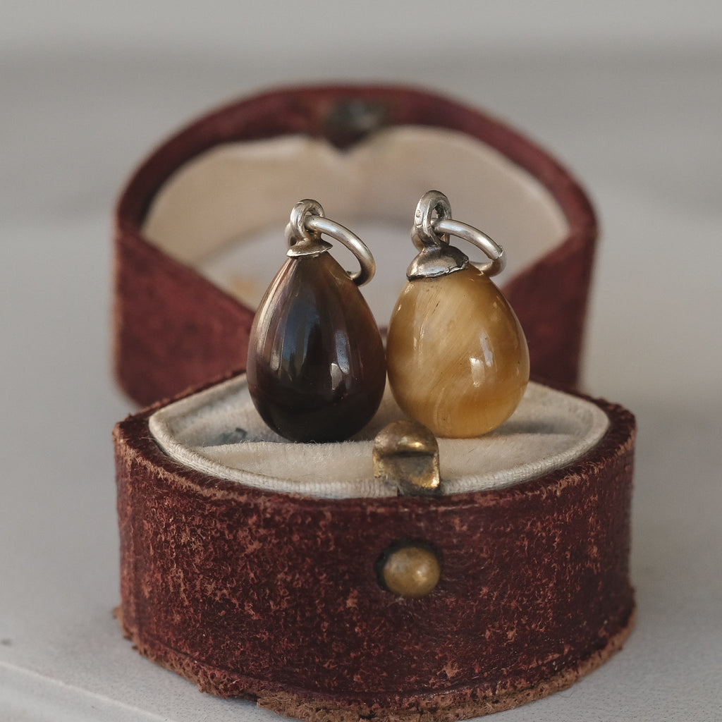 Victorian Tiger's Eye Egg Pendant - Lost Owl Jewelry