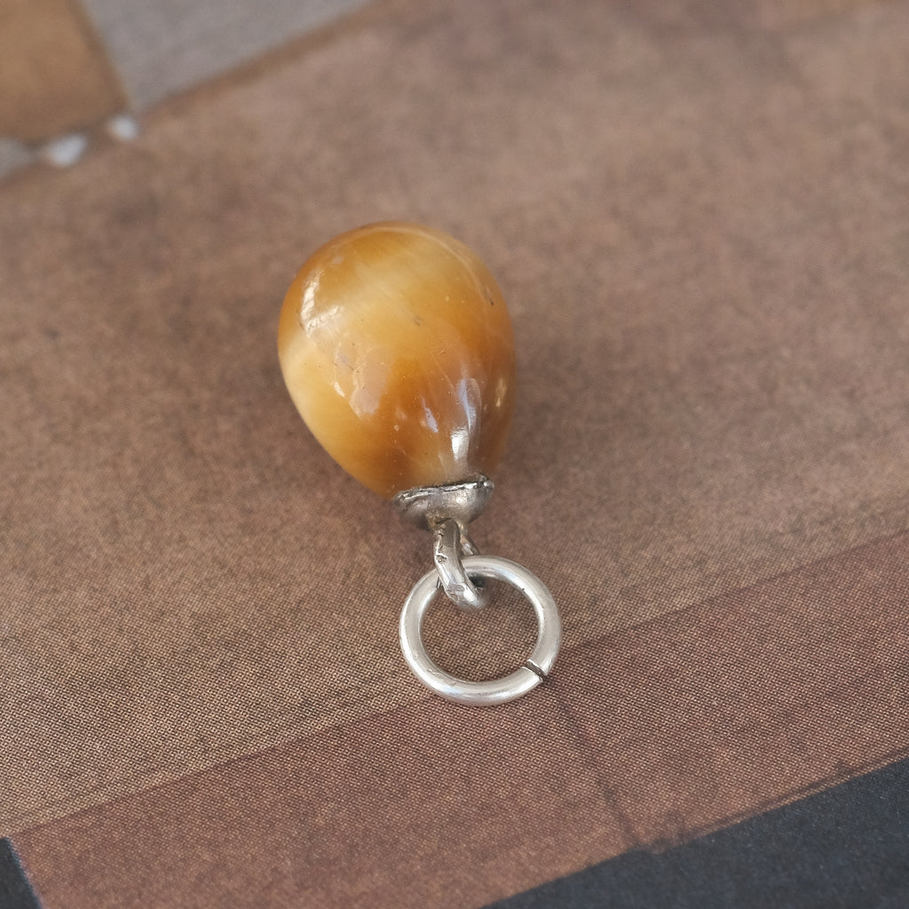 Victorian Tiger's Eye Egg Pendant - Lost Owl Jewelry