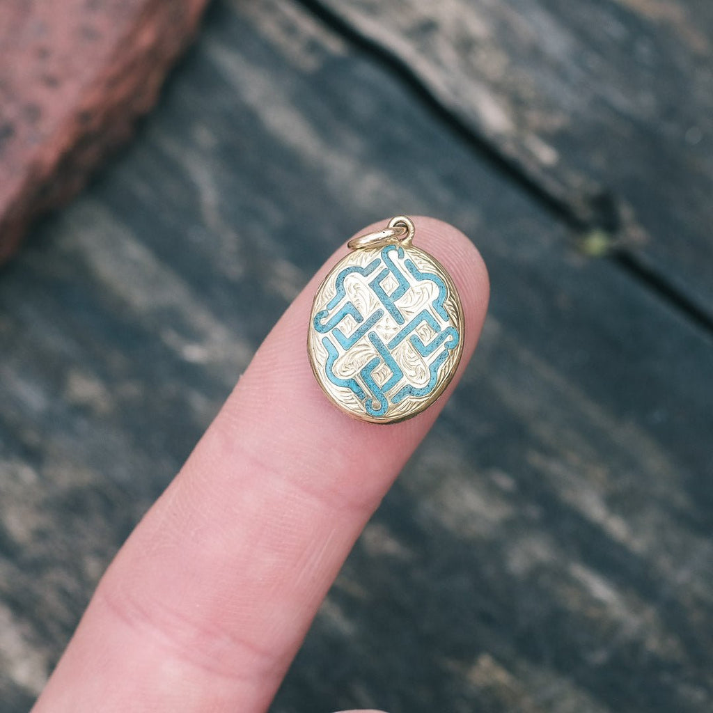 Victorian Turquoise Enamel Locket - Lost Owl Jewelry