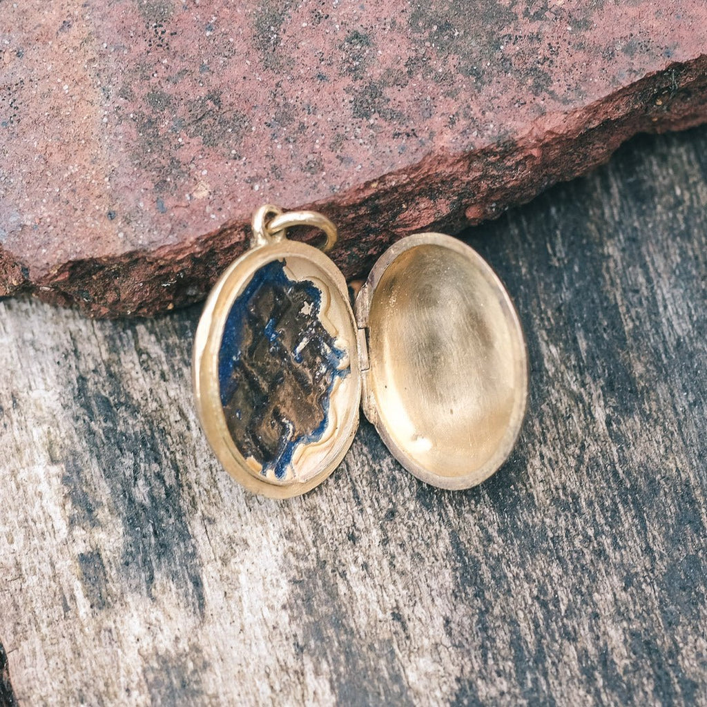 Victorian Turquoise Enamel Locket - Lost Owl Jewelry