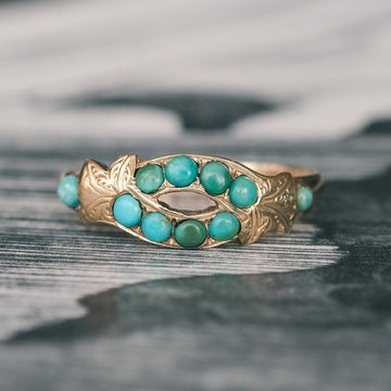 Victorian Turquoise Eye Ring - Lost Owl Jewelry