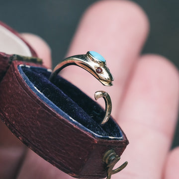Victorian Turquoise Snake Ring - Lost Owl Jewelry