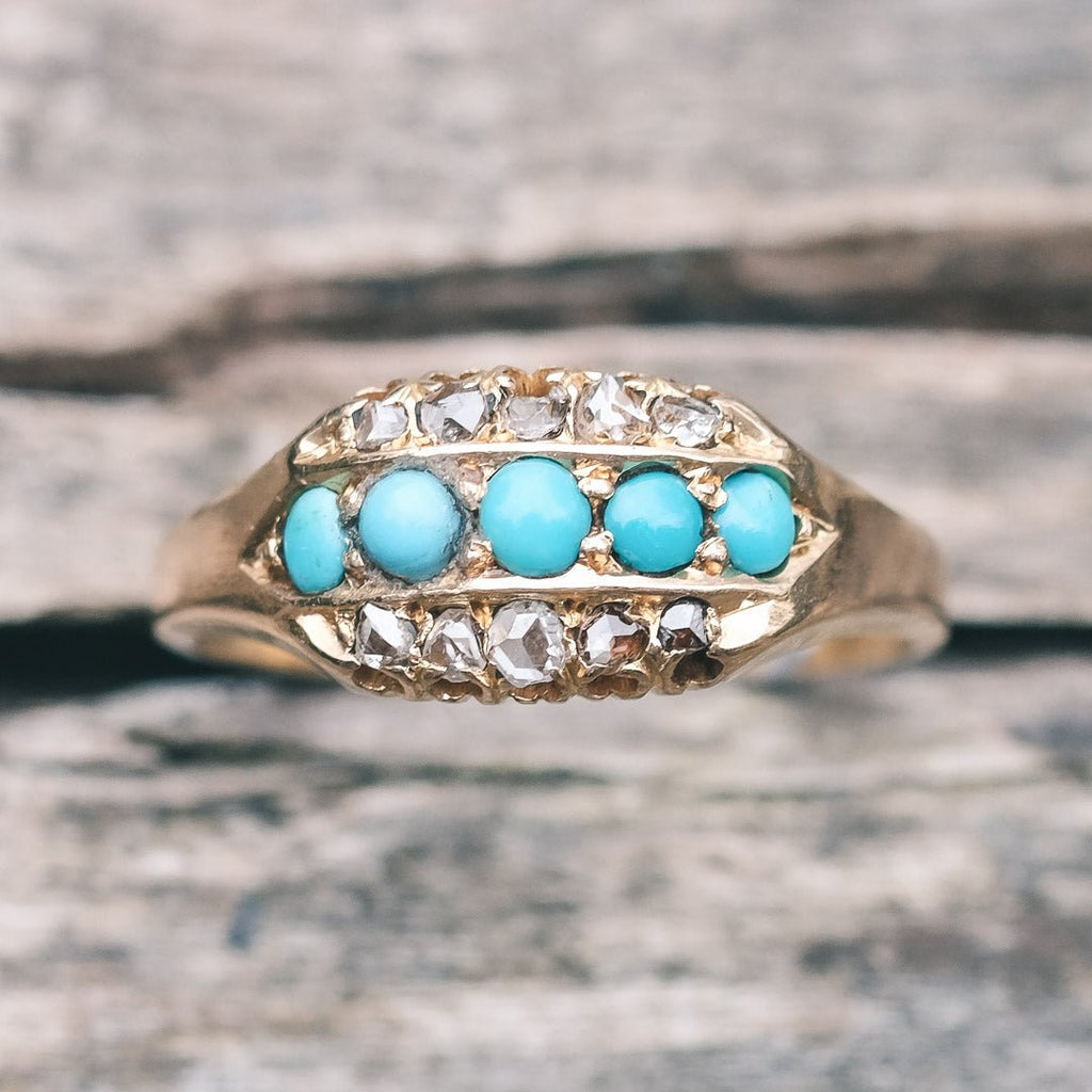 Victorian Turquoise Triple Row Ring – Lost Owl Jewelry