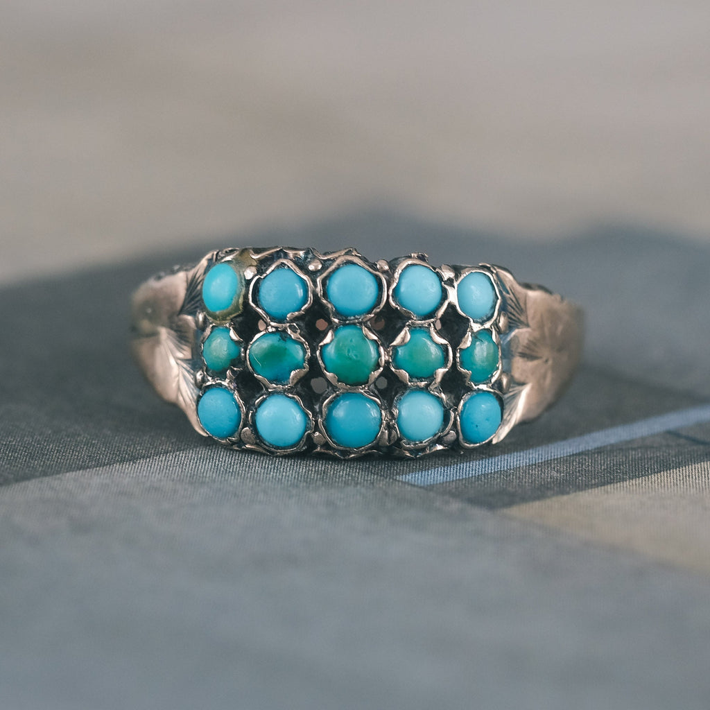 Victorian Turquoise Triple Row Ring – Lost Owl Jewelry