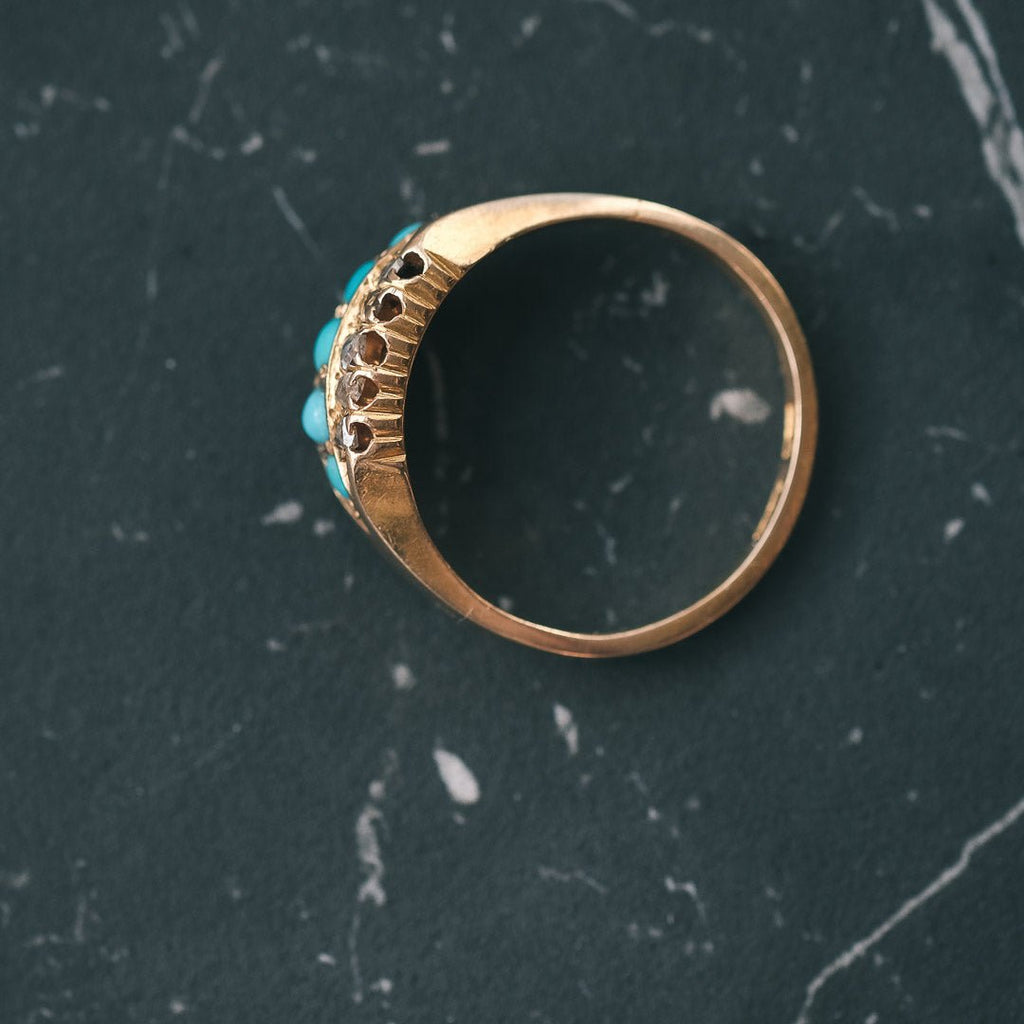 Victorian Turquoise Triple Row Ring – Lost Owl Jewelry