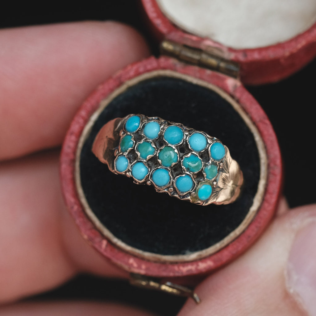 Victorian Turquoise Triple Row Ring – Lost Owl Jewelry