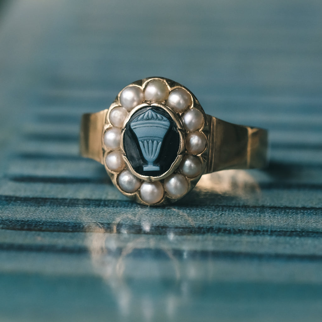 Victorian Urn Mourning Ring - Lost Owl Jewelry