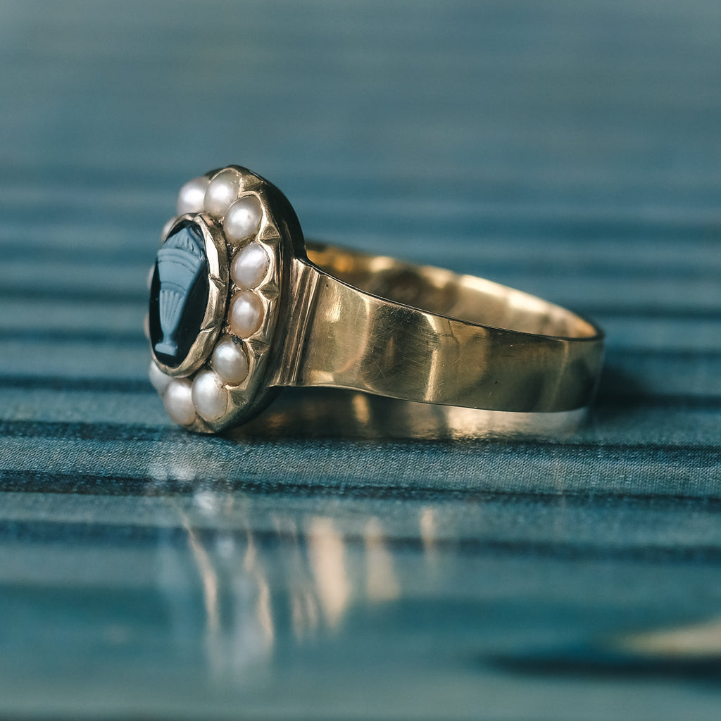 Victorian Urn Mourning Ring - Lost Owl Jewelry