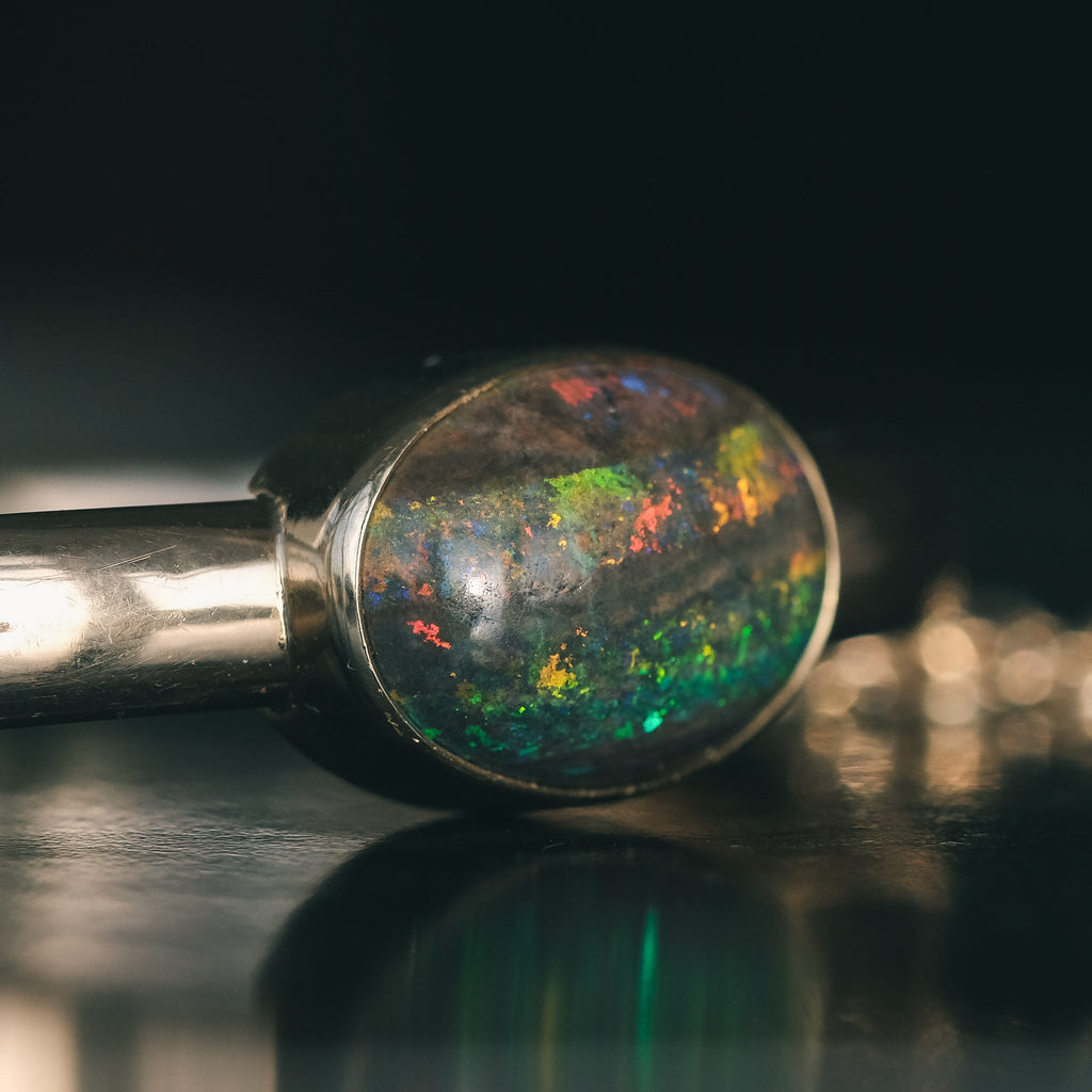 Vintage Black Opal Bangle - Lost Owl Jewelry