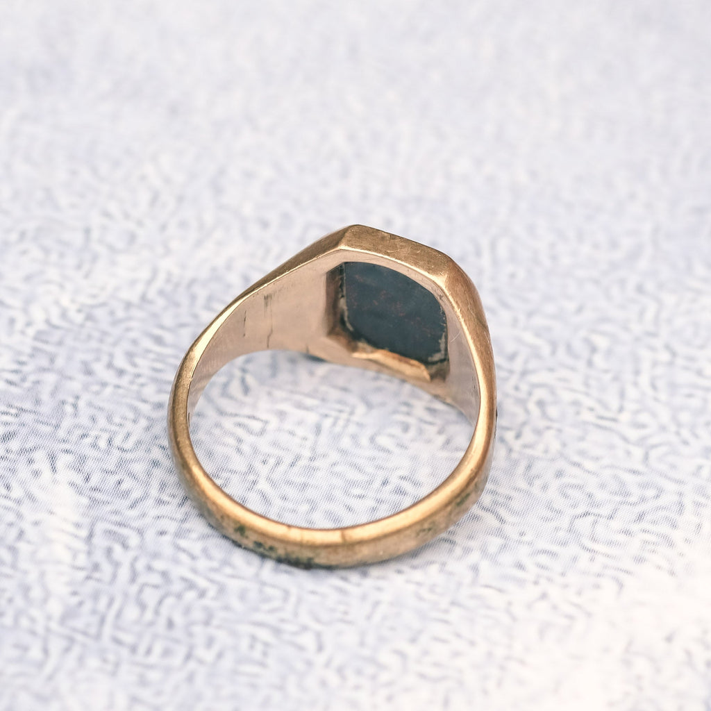 Vintage Bloodstone Octagon Signet Ring - Lost Owl Jewelry