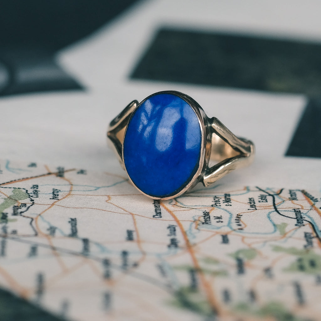 Vintage Blue Signet Ring - Lost Owl Jewelry