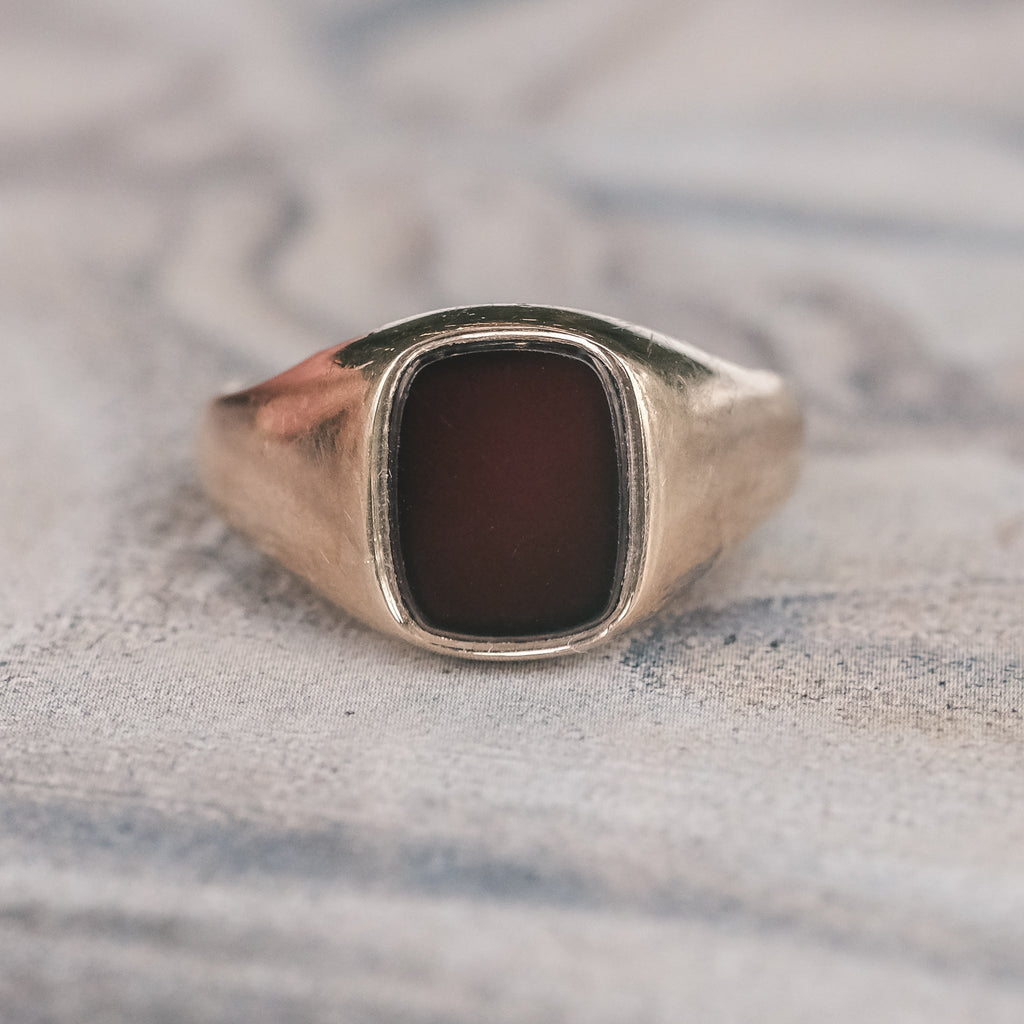 Vintage Carnelian Cushion Signet Ring - Lost Owl Jewelry