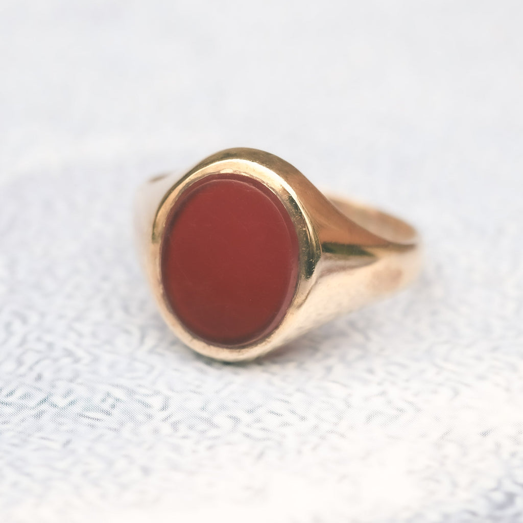 Vintage Carnelian Oval Signet Ring - Lost Owl Jewelry