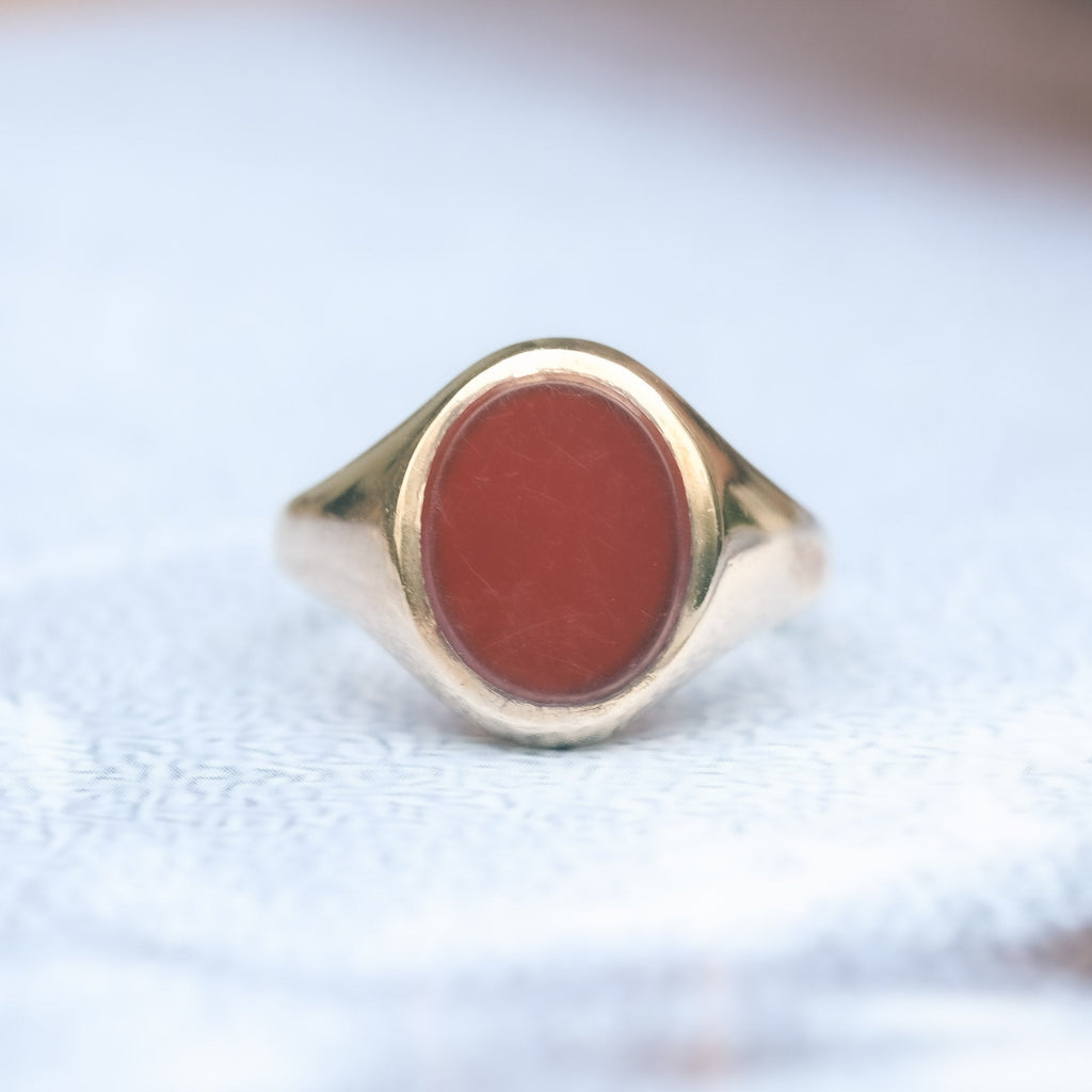 Vintage Carnelian Oval Signet Ring - Lost Owl Jewelry