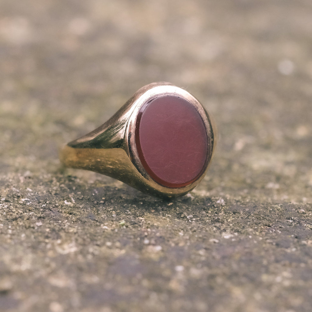 Vintage Carnelian Oval Signet Ring - Lost Owl Jewelry