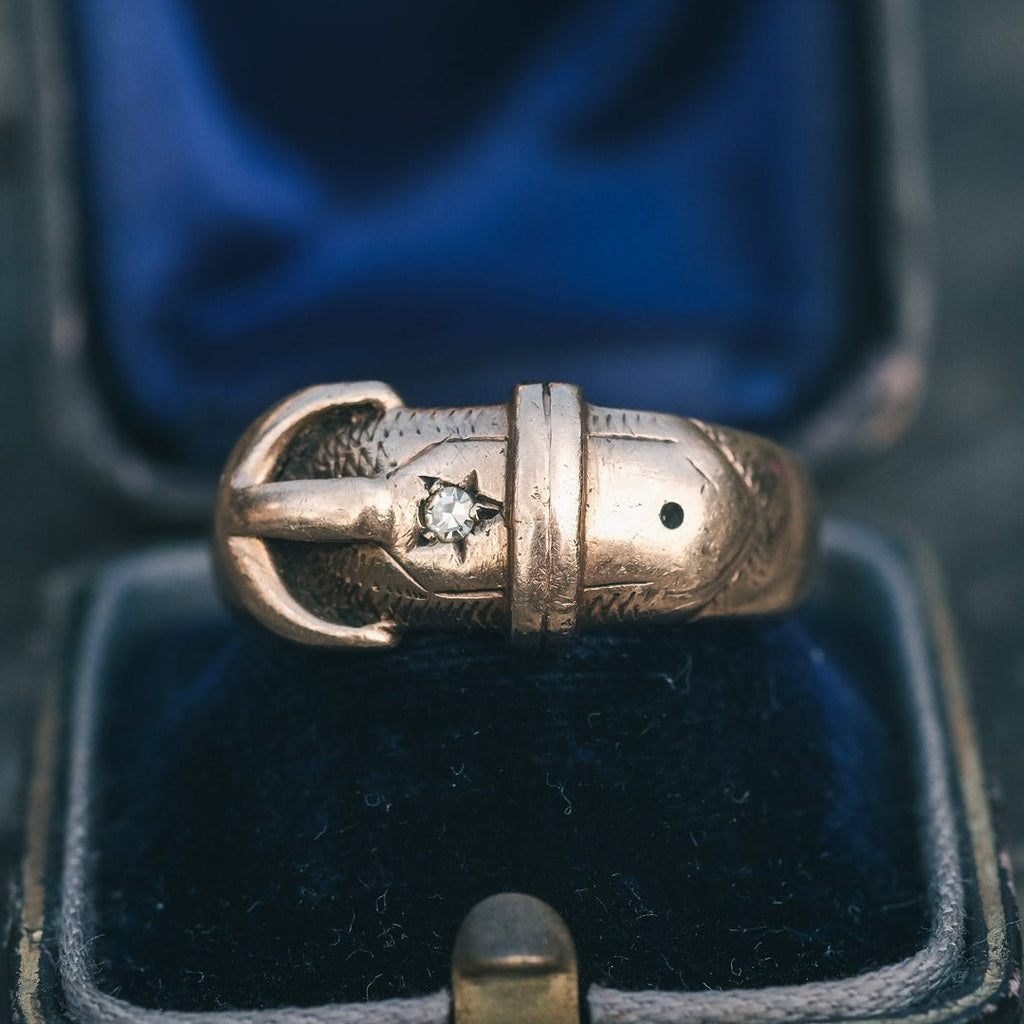 Vintage Diamond Buckle Ring - Lost Owl Jewelry