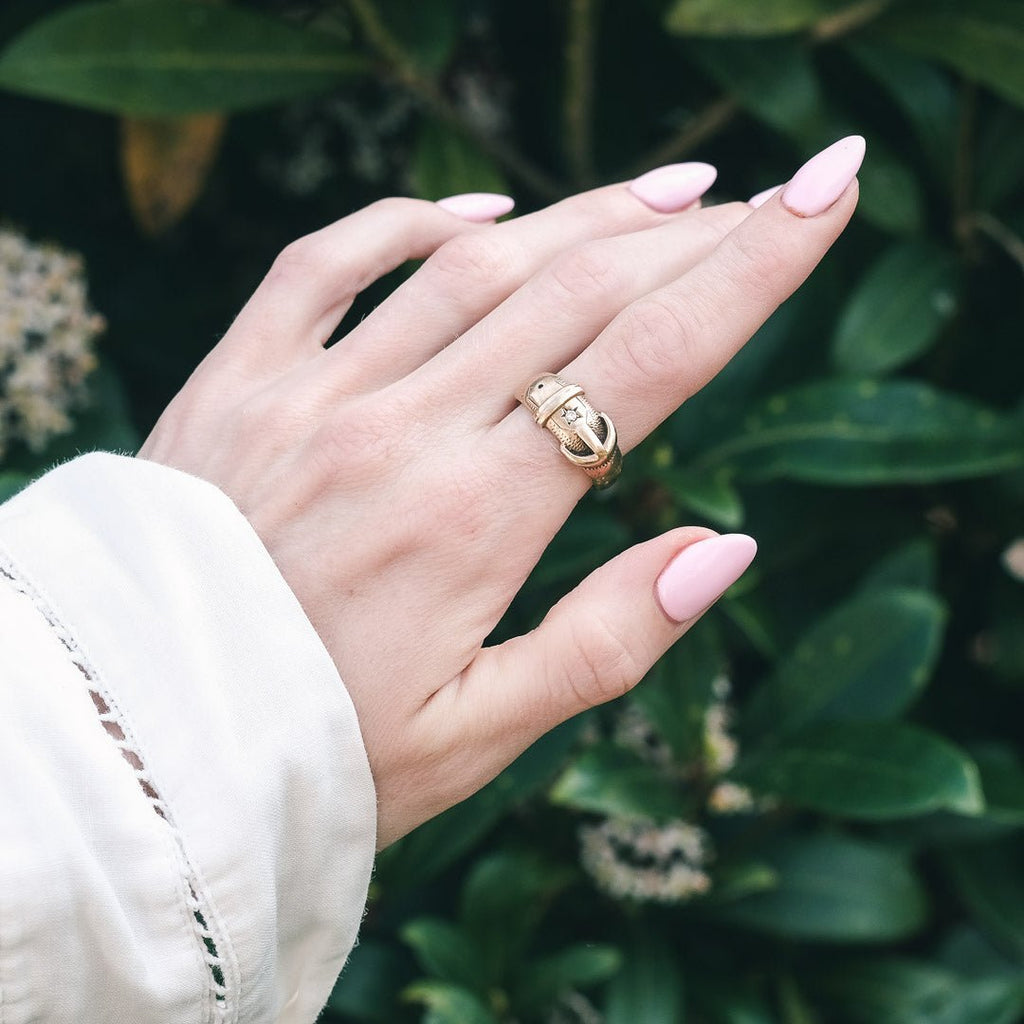 Vintage Diamond Buckle Ring - Lost Owl Jewelry