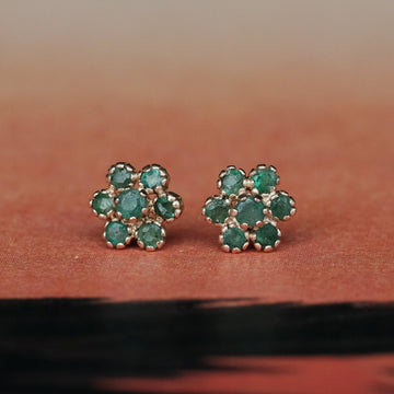 Vintage Emerald Flower Studs - Lost Owl Jewelry