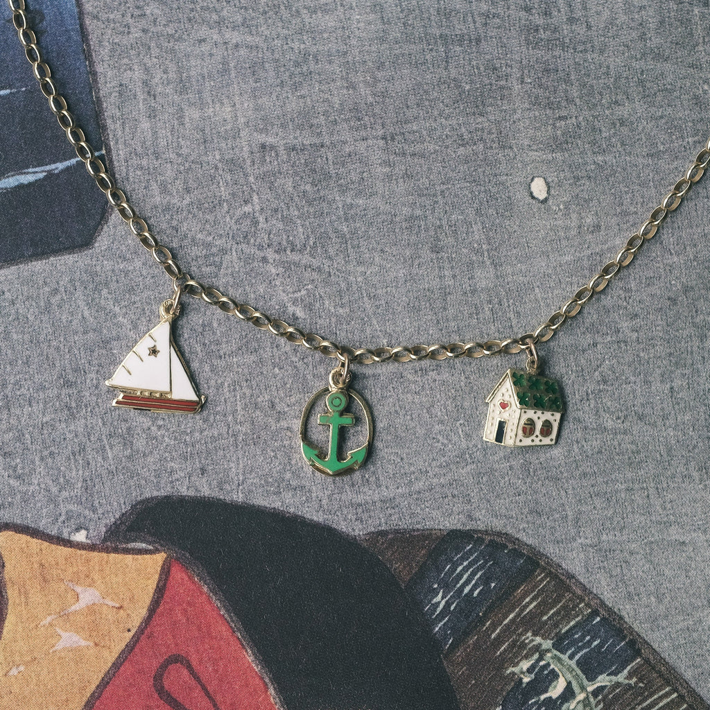 Vintage Enamelled Charm Necklace - Lost Owl Jewelry