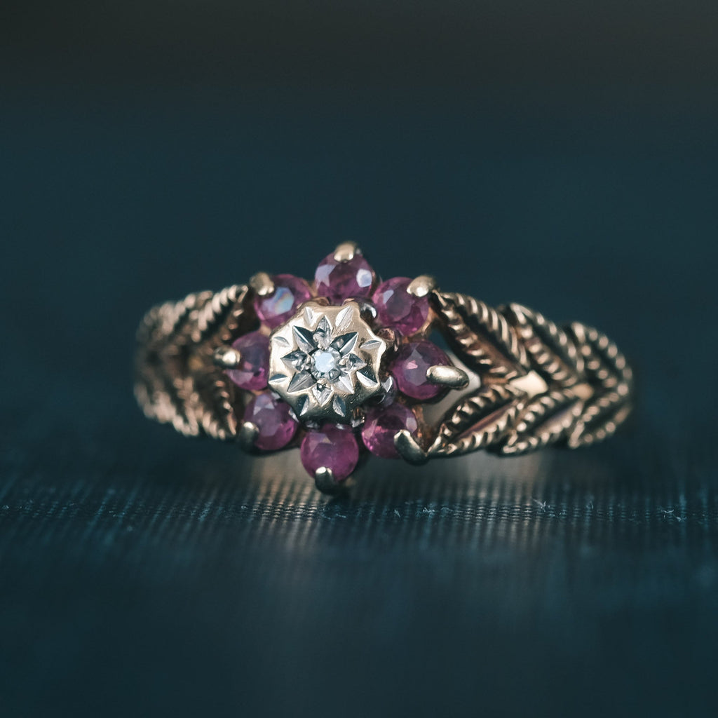 Vintage Flower & Leaf Ring - Lost Owl Jewelry