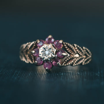 Vintage Flower & Leaf Ring - Lost Owl Jewelry